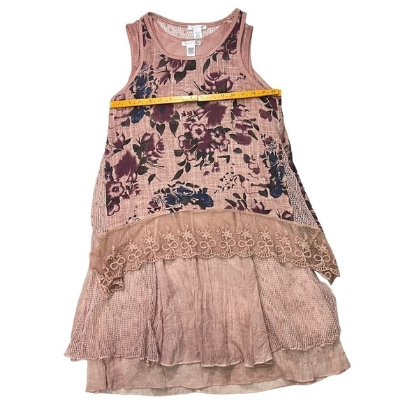 VASNA Lace Shift Dress Sm Boho Lagenlook Layered Flowy Mesh Pink Blue Floral - Picture 11 of 17